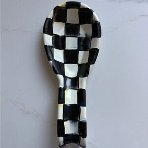 Mackenzie Childs Courtley Check Emanuel Spoon Rest - Black & White